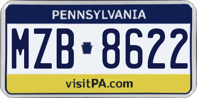 PA license plate MZB8622