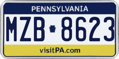 PA license plate MZB8623