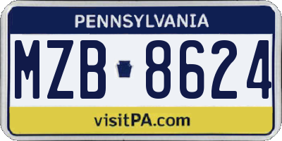 PA license plate MZB8624