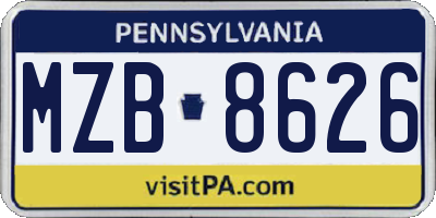 PA license plate MZB8626