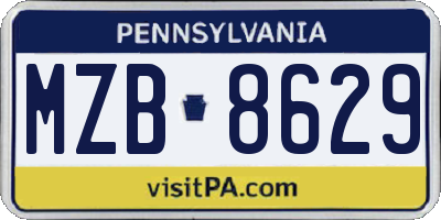 PA license plate MZB8629
