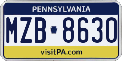 PA license plate MZB8630