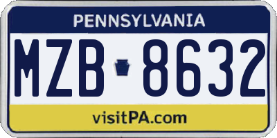 PA license plate MZB8632