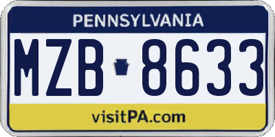 PA license plate MZB8633