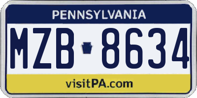 PA license plate MZB8634