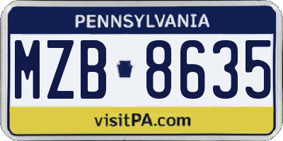 PA license plate MZB8635