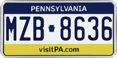 PA license plate MZB8636