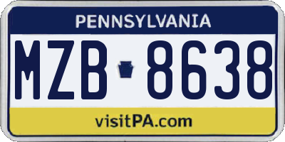 PA license plate MZB8638