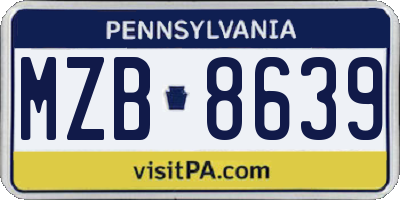 PA license plate MZB8639