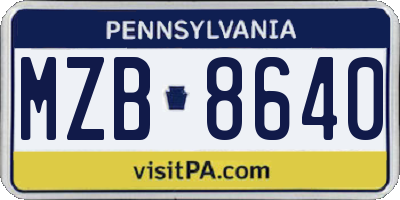 PA license plate MZB8640