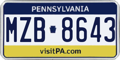 PA license plate MZB8643
