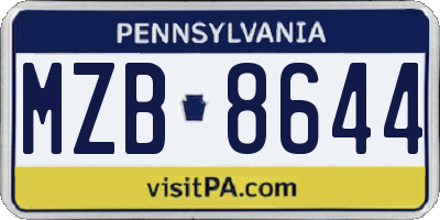 PA license plate MZB8644