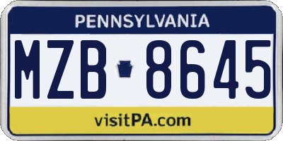 PA license plate MZB8645