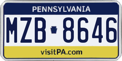 PA license plate MZB8646