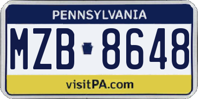PA license plate MZB8648