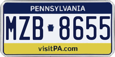 PA license plate MZB8655