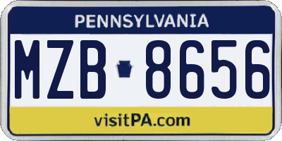 PA license plate MZB8656