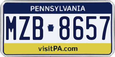 PA license plate MZB8657