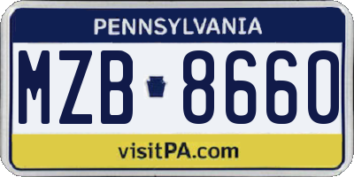 PA license plate MZB8660