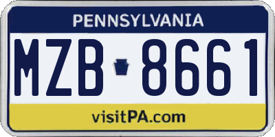 PA license plate MZB8661