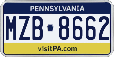 PA license plate MZB8662
