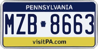 PA license plate MZB8663