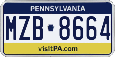 PA license plate MZB8664