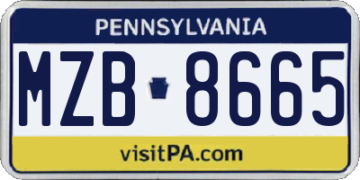 PA license plate MZB8665