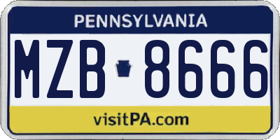 PA license plate MZB8666