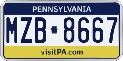 PA license plate MZB8667