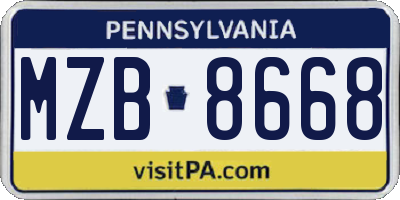 PA license plate MZB8668