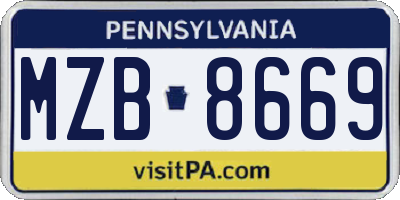 PA license plate MZB8669