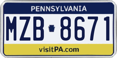 PA license plate MZB8671