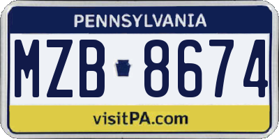 PA license plate MZB8674