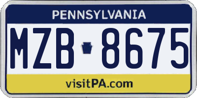 PA license plate MZB8675