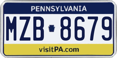 PA license plate MZB8679