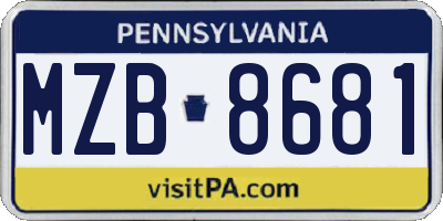 PA license plate MZB8681