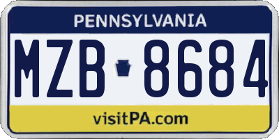 PA license plate MZB8684
