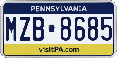 PA license plate MZB8685