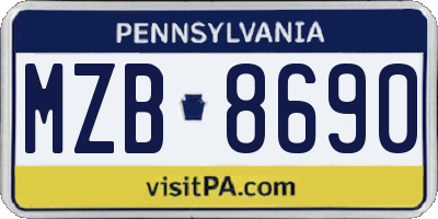 PA license plate MZB8690