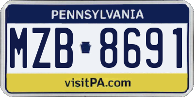 PA license plate MZB8691