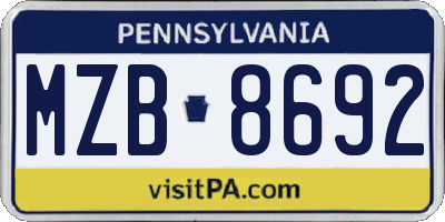 PA license plate MZB8692