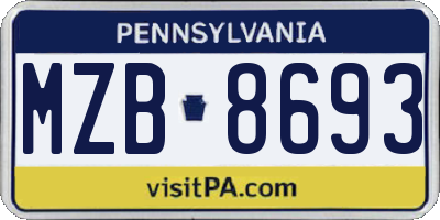 PA license plate MZB8693