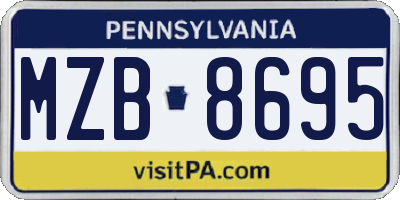 PA license plate MZB8695