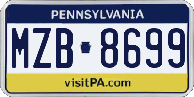 PA license plate MZB8699
