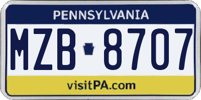 PA license plate MZB8707