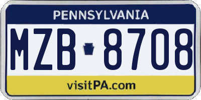PA license plate MZB8708