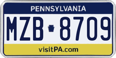 PA license plate MZB8709