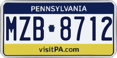 PA license plate MZB8712