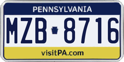 PA license plate MZB8716
